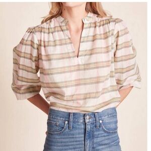 NWT Trovata “Bailey” Blouse - Pomelo Plaid